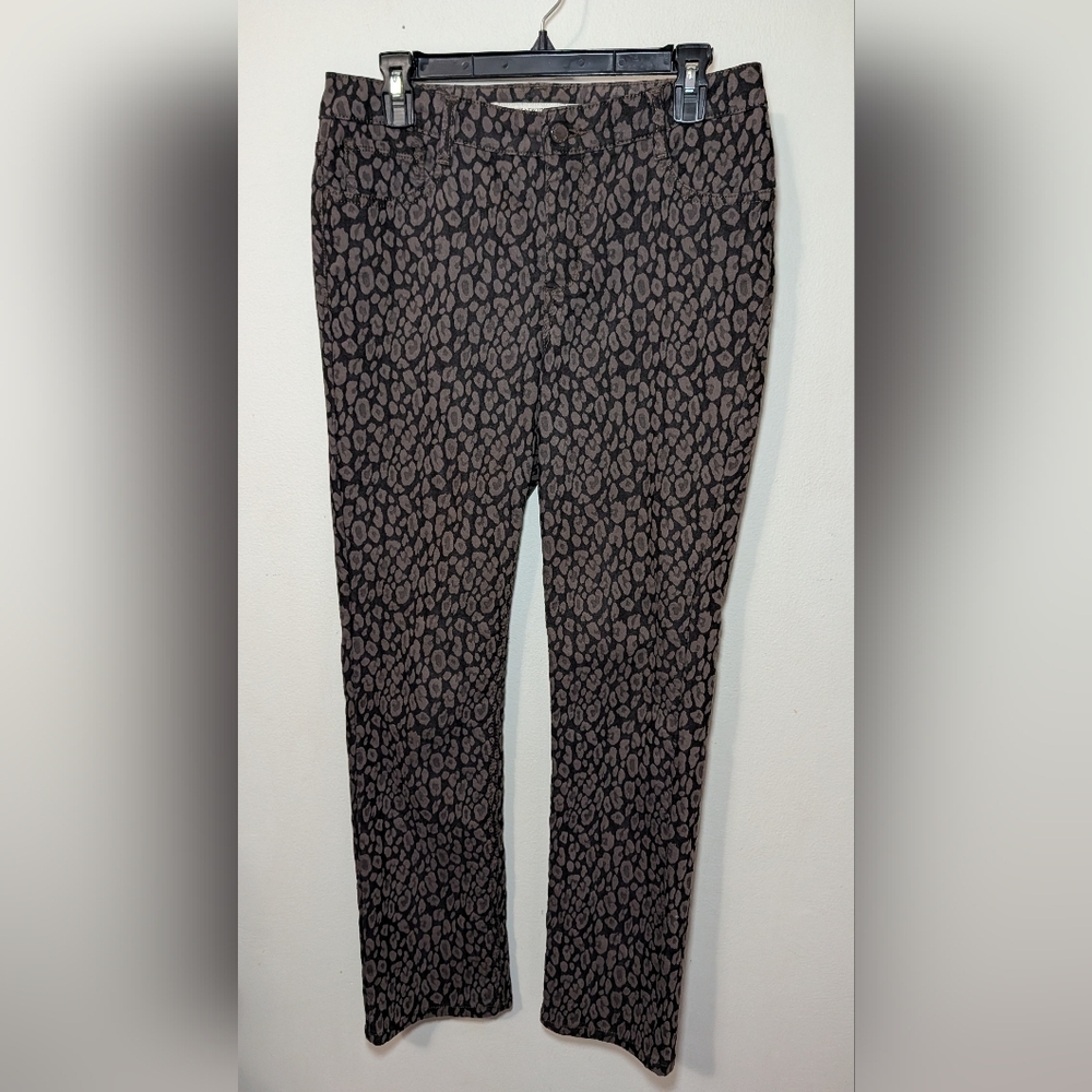 Jones New York Lexington Straight Jeans Leopard Print Black Brown Women Size 10P